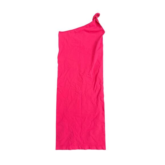 HELMUT LANG Asymmetric Twist Midi Dress In Fuchsia - Rose - XS/S - Picture 2 of 4